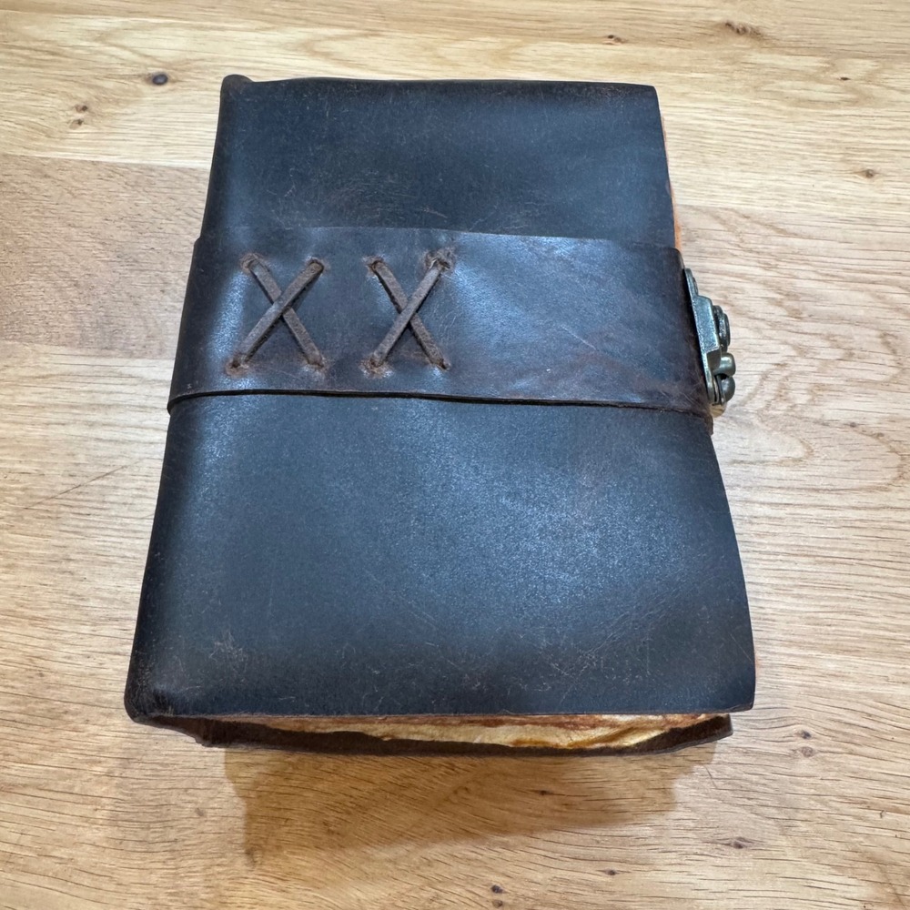 Handmade Leather Journal Dark Brown Distressed Deckle Edge Paper Clasp 7x5